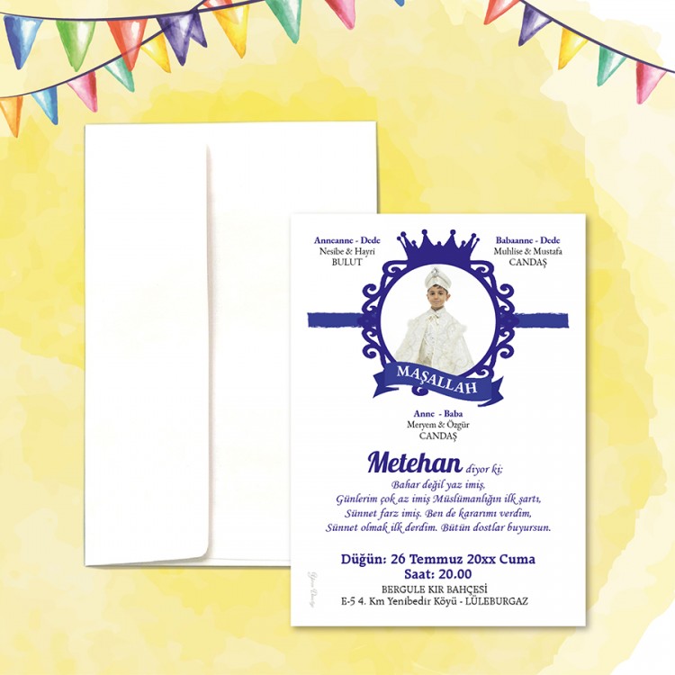 Mert Sünnet Davetiye 0330 - Resimli Sünnet Davetiyesi - Detay Görseli 1