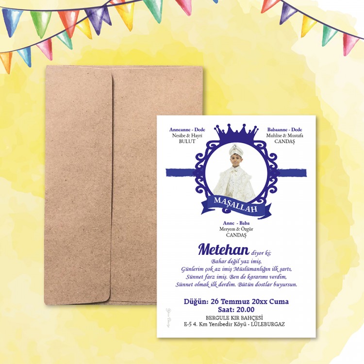 Mert Sünnet Davetiye 0330 - Resimli Sünnet Davetiyesi - Detay Görseli 2