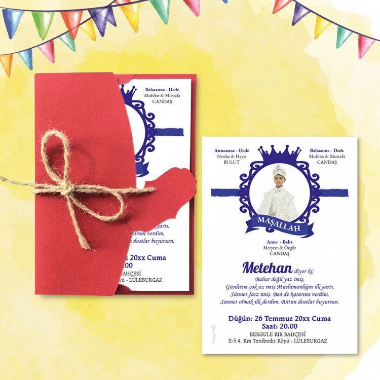 Mert Sünnet Davetiye 0330 - Resimli Sünnet Davetiyesi - Detay Görseli 9