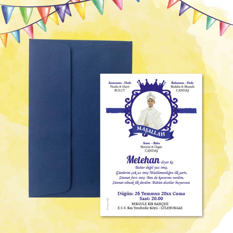 Mert Sünnet Davetiye 0330 - Resimli Sünnet Davetiyesi - Detay Görseli 3
