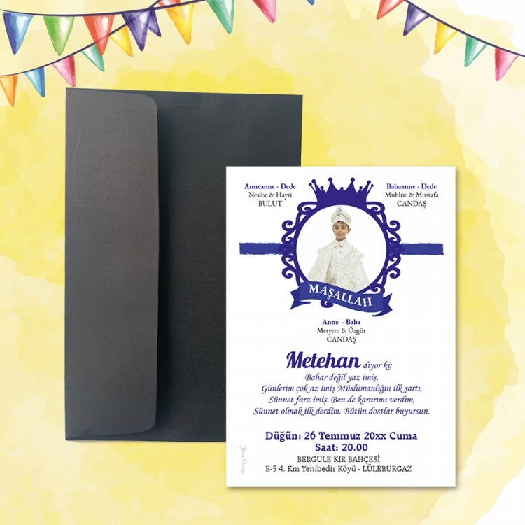 Mert Sünnet Davetiye 0330 - Resimli Sünnet Davetiyesi - Detay Görseli 5
