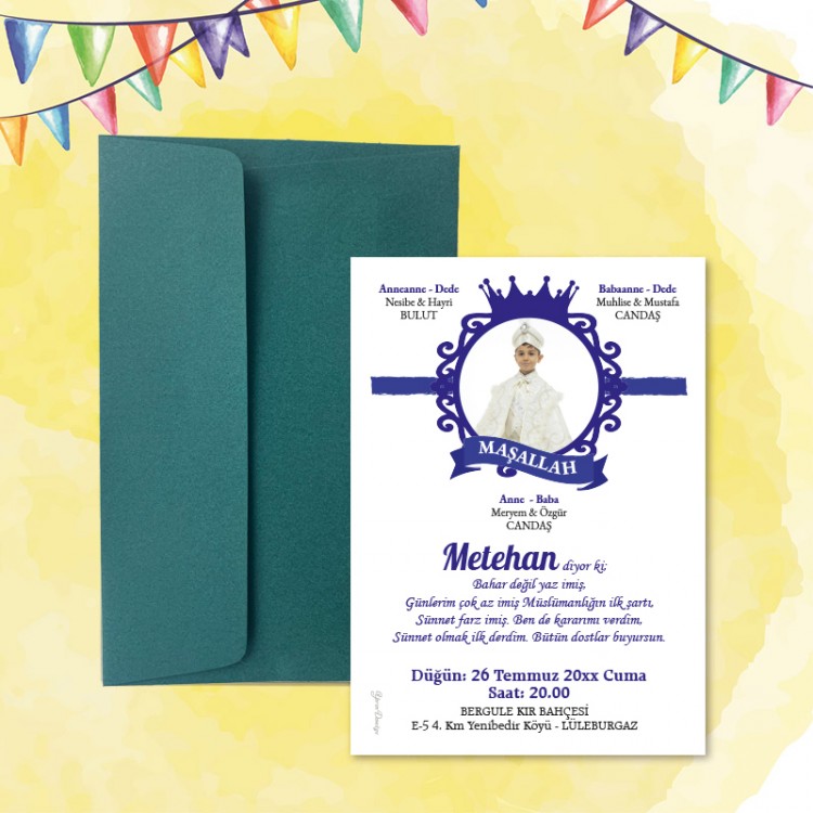 Mert Sünnet Davetiye 0330 - Resimli Sünnet Davetiyesi - Detay Görseli 4