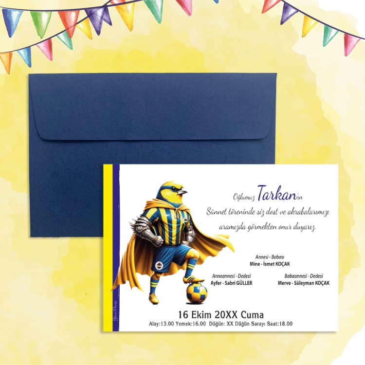 Mert Sünnet Davetiye 0333 - Taraftar Tasarım Sünnet Davetiyesi - Detay Görseli 3