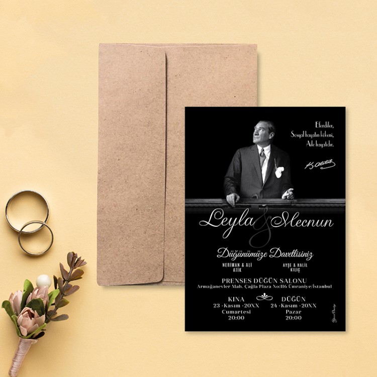 Yaren Davetiye 1092 - Atatürk Tasarımlı Davetiye Modelleri - Detay Görseli 2