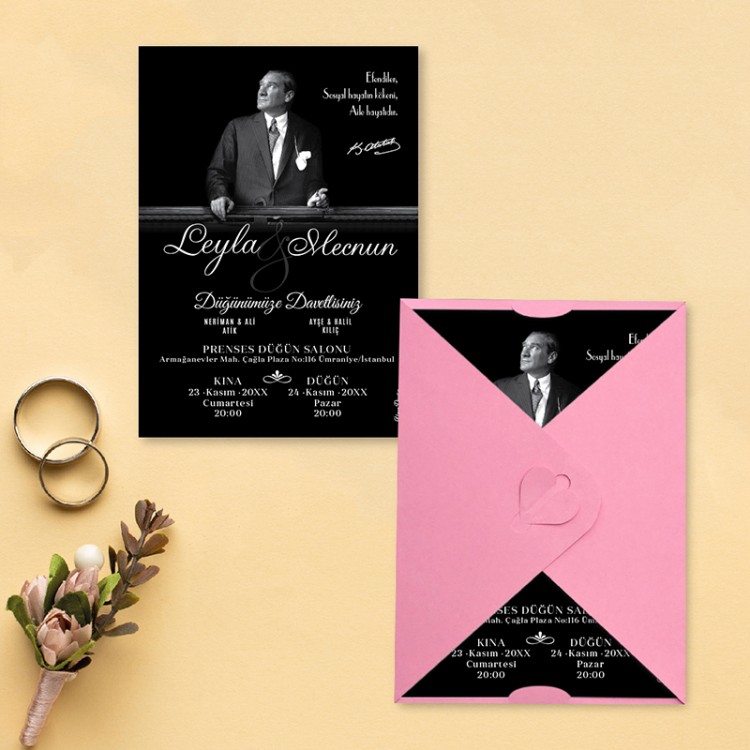 Yaren Davetiye 1092 - Atatürk Tasarımlı Davetiye Modelleri - Detay Görseli 10