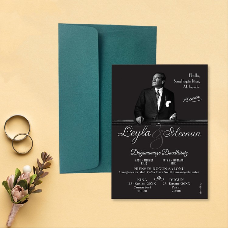 Yaren Davetiye 1092 - Atatürk Tasarımlı Davetiye Modelleri - Detay Görseli 3
