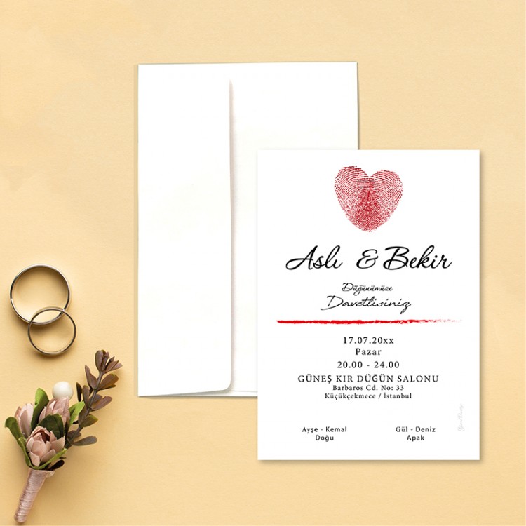 Yaren Davetiye 0776 - Parmak İzi Tasarım Davetiye - Detay Görseli 2