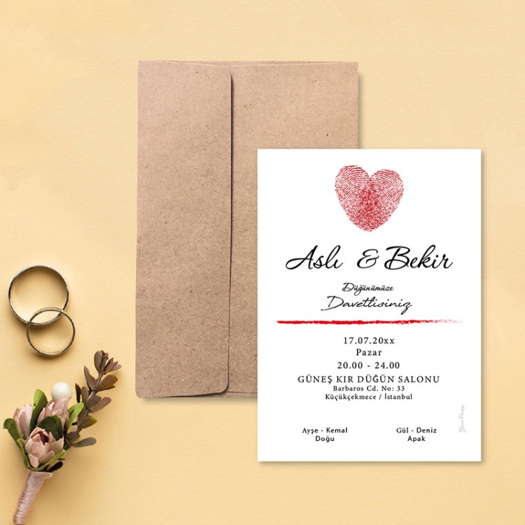 Yaren Davetiye 0776 - Parmak İzi Tasarım Davetiye - Detay Görseli 3