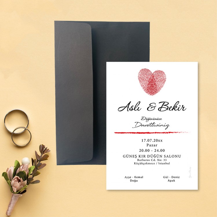 Yaren Davetiye 0776 - Parmak İzi Tasarım Davetiye - Detay Görseli 5
