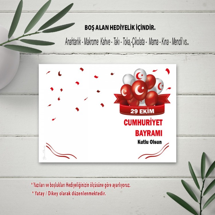 Hediyelik Kartı 0274 - 29 EKİM Cumhuriyet Bayramı Tasarım - Detay Görseli 1