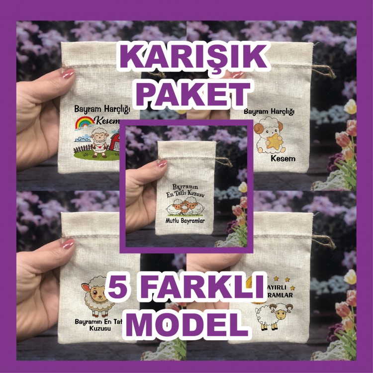 Baskılı Kese 0560 Karışık - Kurban Bayram Harçlığı Hediyelik Kesesi - Detay Görseli 1