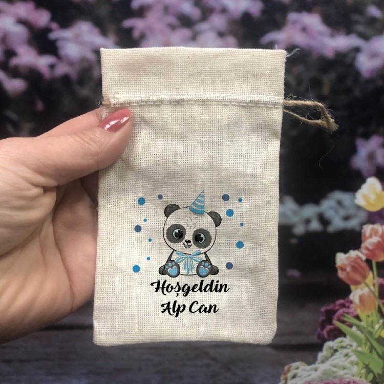 Baskılı Kese 0010 - Panda Temalı Hediyelik Kese - Detay Görseli 1