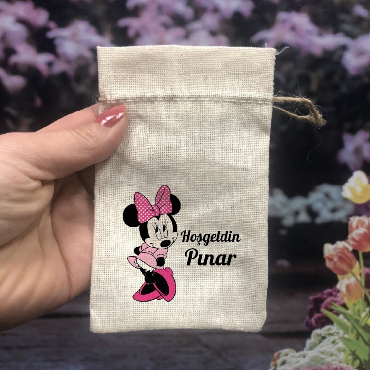Baskılı Kese 0027 - Minnie Mouse Temalı Hediyelik Kese - Detay Görseli 1