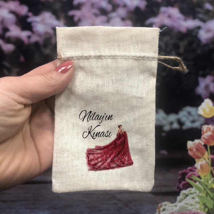 Baskılı Kese 0031 - Kına Kızı Tasrım Hediyelik Kese - Detay Görseli 1