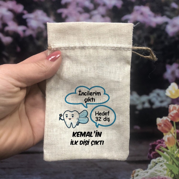 Baskılı Kese 0033 Mavi Diş Perisi Temalı Hediyelik Kese - Detay Görseli 1