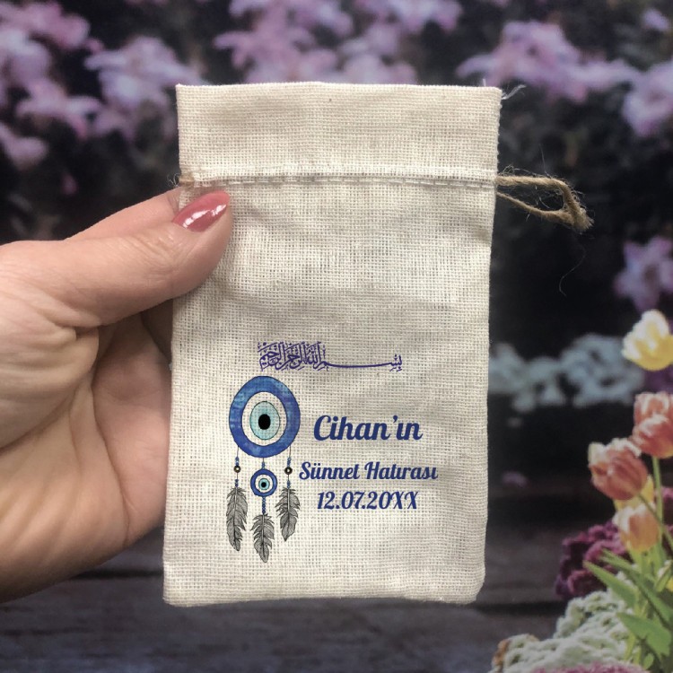 Baskılı Kese 0038 - Nazar Boncuğu Hediyelik Kese - Detay Görseli 1