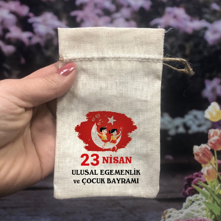 Baskılı Kese 0040 - 23 Nisan Çocuk Bayramı Temalı Hediyelik Kese - Detay Görseli 1
