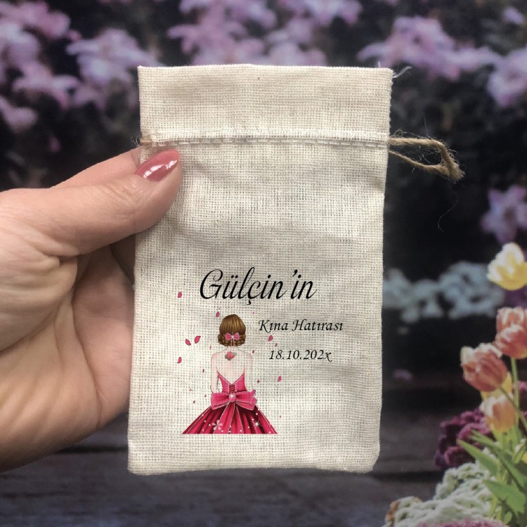 Baskılı Kese 0050 - Kına Kızı Tasarım  Hediyelik Kese - Detay Görseli 1
