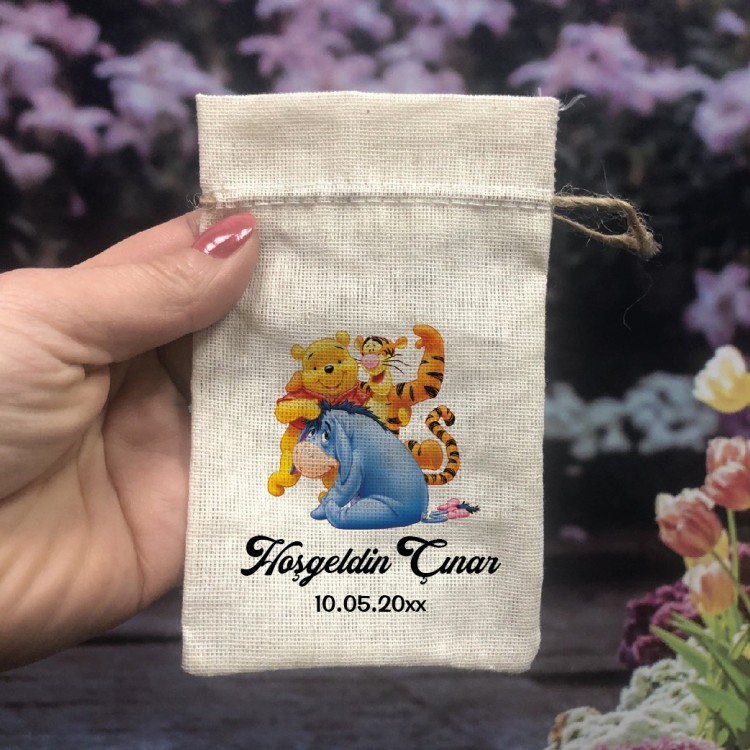 Baskılı Kese 0537  - Winnie the pooh Tasarım Hediyelik Kese - Detay Görseli 1