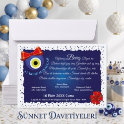 Mert Sünnet Davetiye 0304 - Nazar Boncuk Tasarımlı Sünnet Davetiyesi Modelleri
