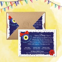 Mert Sünnet Davetiye 0304 - Nazar Boncuk Tasarımlı Sünnet Davetiyesi Modelleri