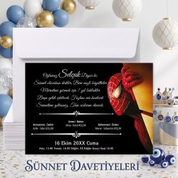 Mert Sünnet Davetiye 0305 - Spidermen-Örümcek Adam Tasarımlı Sünnet Davetiyesi Modelleri