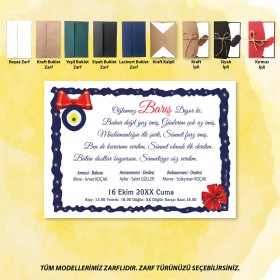 Mert Sünnet Davetiye 0306 - Nazar Boncuk Tasarımlı Sünnet Davetiyesi Modelleri