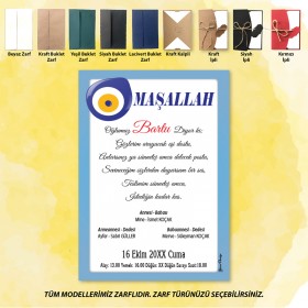 Mert Sünnet Davetiye 0309 - Nazar Boncuk Tasarımlı Sünnet Davetiyesi Modelleri