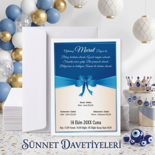 Mert Sünnet Davetiye 0311 - Fiyonk Tasarımlı Sünnet Davetiyesi Modelleri - Yaren Davetiye