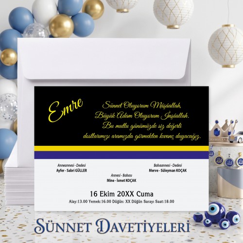 Mert Sünnet Davetiye 0312 - Taraftar Tasarımlı Sünnet Davetiyesi Modelleri - Yaren Davetiye