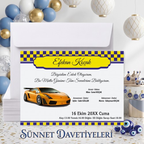 Mert Sünnet Davetiye 0315 - Araba Tasarımlı Sünnet Davetiyesi Modelleri Mert Sünnet Davetiye 0315 - Araba Tasarımlı Sünnet Davetiyesi Modelleri - Yaren Davetiye