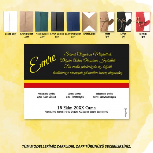 Galatasaray Tasarım Sünnet Davetiyesi İndirimli Sünnet Davetiyeleri