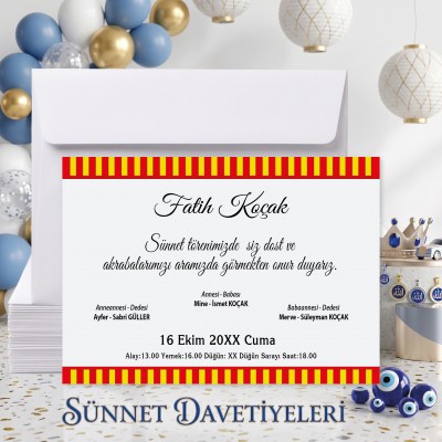 Mert Sünnet Davetiye 0318 - Taraftar Tasarım Sünnet Davetiyesi