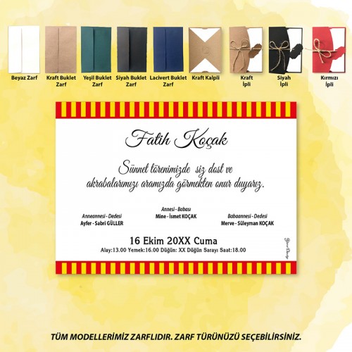 Galatasaray Tasarım Sünnet Davetiyesi - Yaren Davetiye