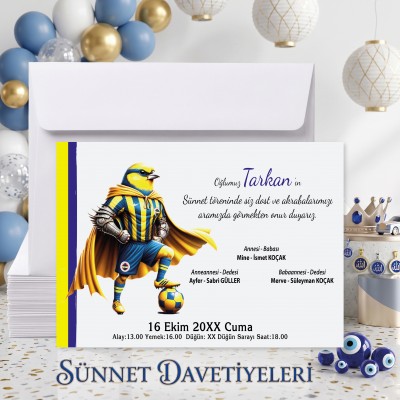 Mert Sünnet Davetiye 0333 - Taraftar Tasarım Sünnet Davetiyesi