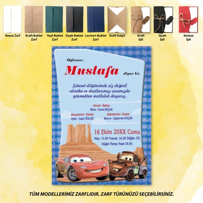 Mert Sünnet Davetiye 0706 - Araba Tasarım Sünnet Davetiyesi