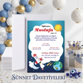 Mert Sünnet Davetiye 0707 - Uzay Tasarım Sünnet Davetiyesi