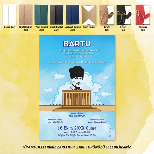 Mert Sünnet Davetiye 0801 - Atatürk Tasarımlı Davetiye Modelleri Mert Sünnet Davetiye 0801 - Atatürk Tasarımlı Davetiye Modelleri - Yaren Davetiye