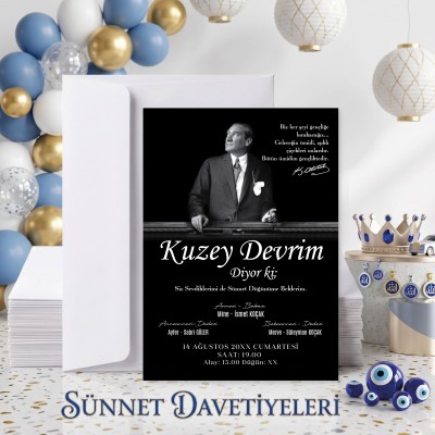 Mert Sünnet Davetiye 0807 - Atatürk Tasarımlı Davetiye Modelleri