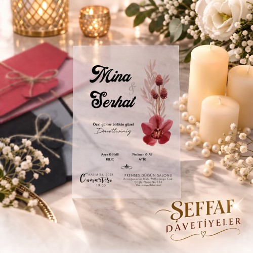 Şeffaf Davetiye - Yaren Davetiye