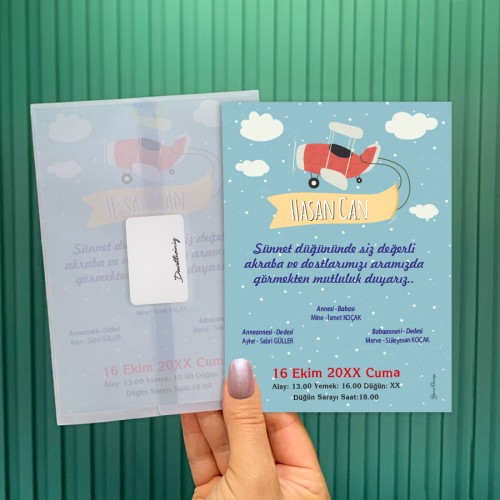 Şeffaf Zarflı Sünnet Davetiye 702 - Yaren Davetiye