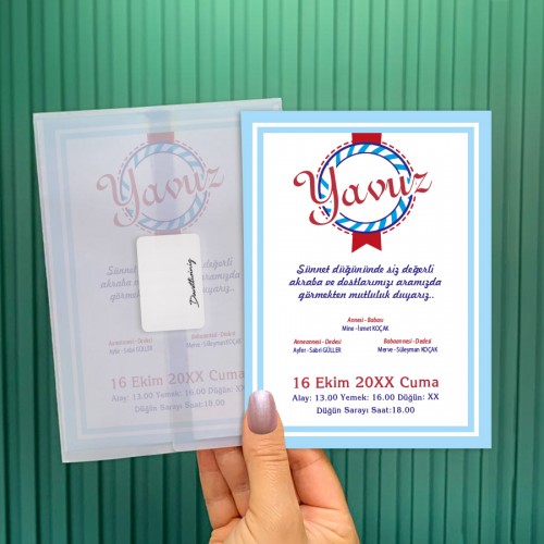 Şeffaf Zarflı Sünnet Davetiye 705 - Yaren Davetiye