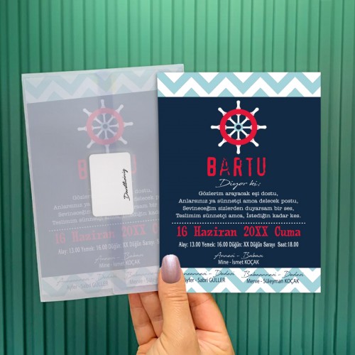 Şeffaf Zarflı Sünnet Davetiye 749 - Yaren Davetiye