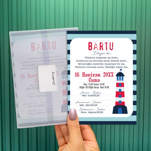 Şeffaf Zarflı Sünnet Davetiye 750 - Yaren Davetiye