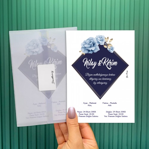 Şeffaf Zarflı Davetiye 0716 - Yaren Davetiye