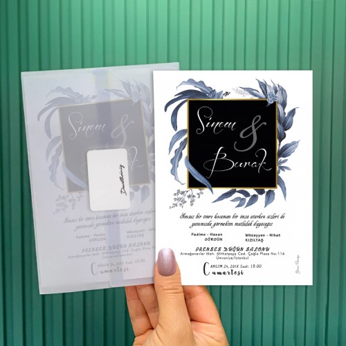 Şeffaf Zarflı Davetiye 0724 - Yaren Davetiye