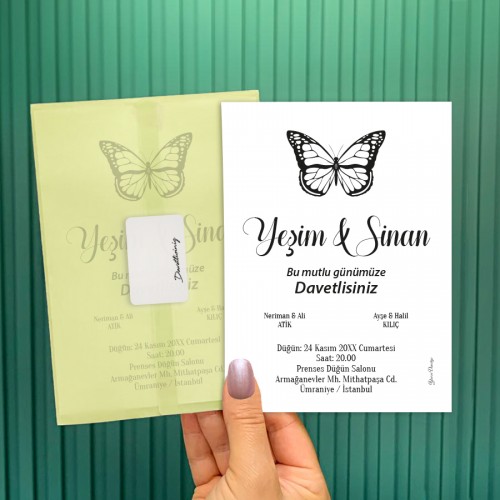 Şeffaf Zarflı Davetiye 0761 - Yaren Davetiye