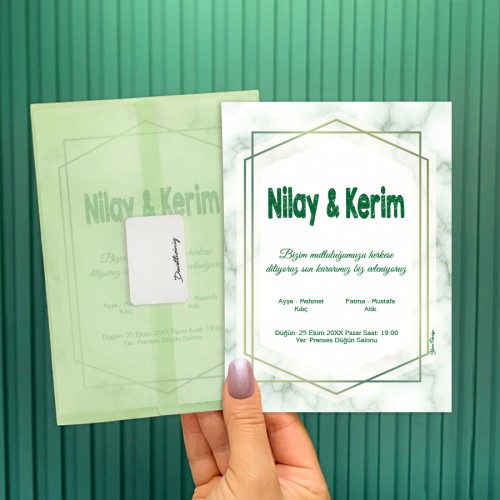 Şeffaf Zarflı Davetiye 0705 - Yaren Davetiye