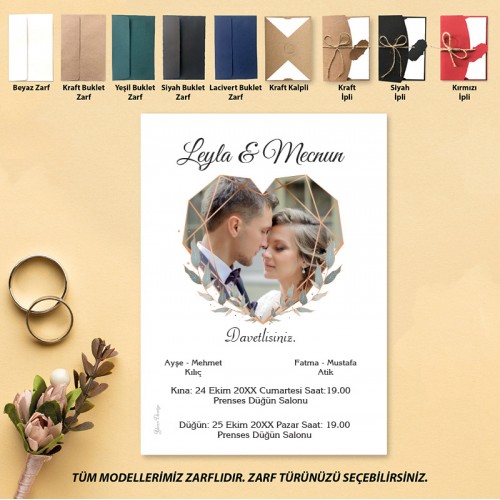 Gelin Damat Resimli Nikah Davetiyesi