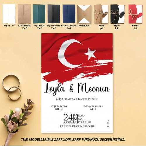 Yaren Davetiye 0796 - Türk Bayrağı Tasarımı Davetiye Yaren Davetiye 0796 - Türk Bayrağı Tasarımı Davetiye - Yaren Davetiye